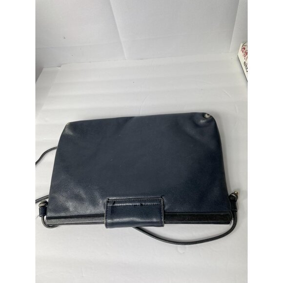 Vintage Etienne Aigner Navy Blue Genuine Leather Purse Handbag Tote - Picture 12 of 14